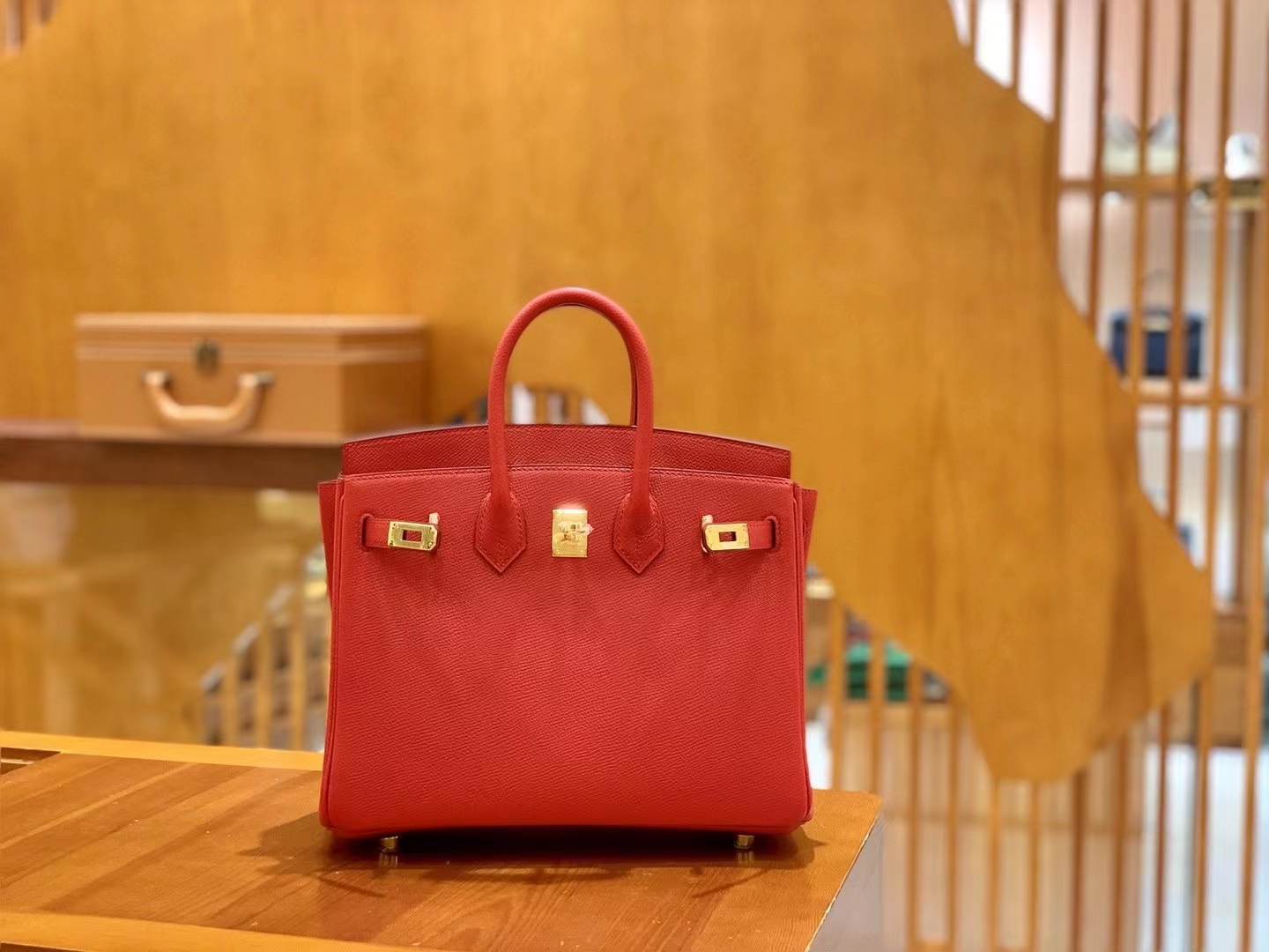 HERMES 爱马仕 Birkin 25CM Epsom Q5 Rouge 国旗红 进口蜜蜡线 全手工制作