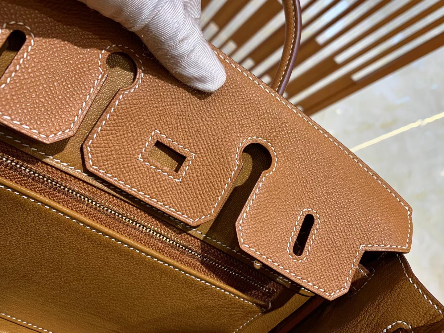 HERMES 爱马仕 Birkin 25CM Epsom CK37 金棕色 进口蜜蜡线 全手工制作