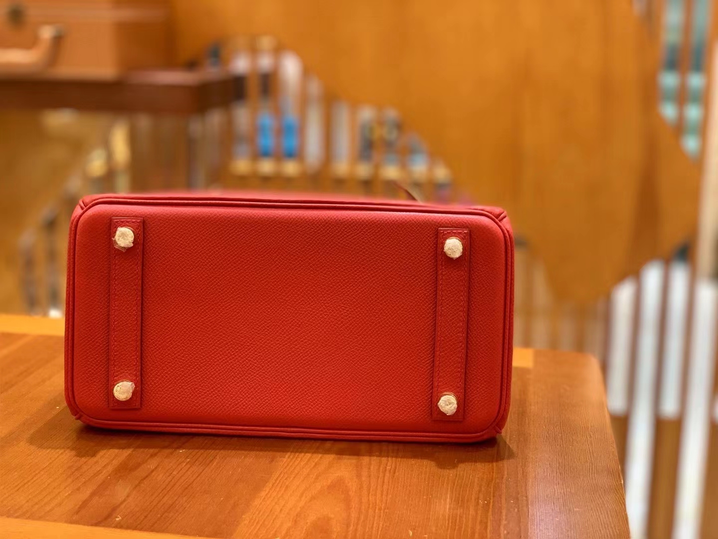 HERMES 爱马仕 Birkin 25CM Epsom Q5 Rouge 国旗红 进口蜜蜡线 全手工制作