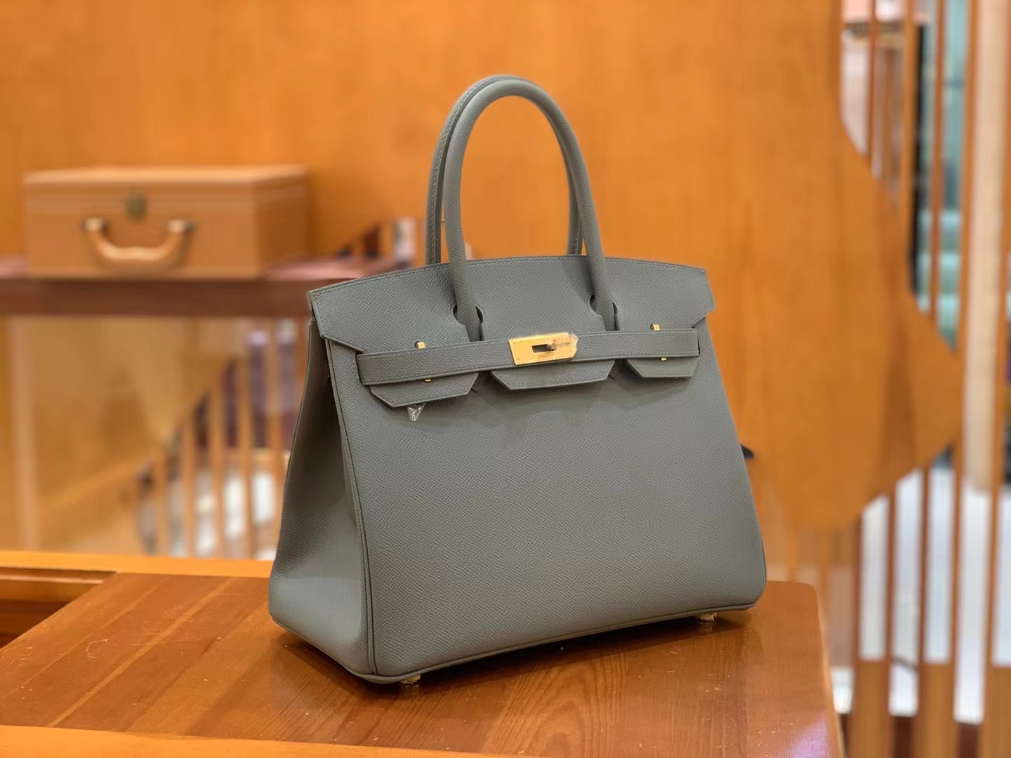 HERMES 爱马仕 Birkin 30CM Epsom 63 Vert Amande杏绿色 进口蜜蜡线 全手工制作