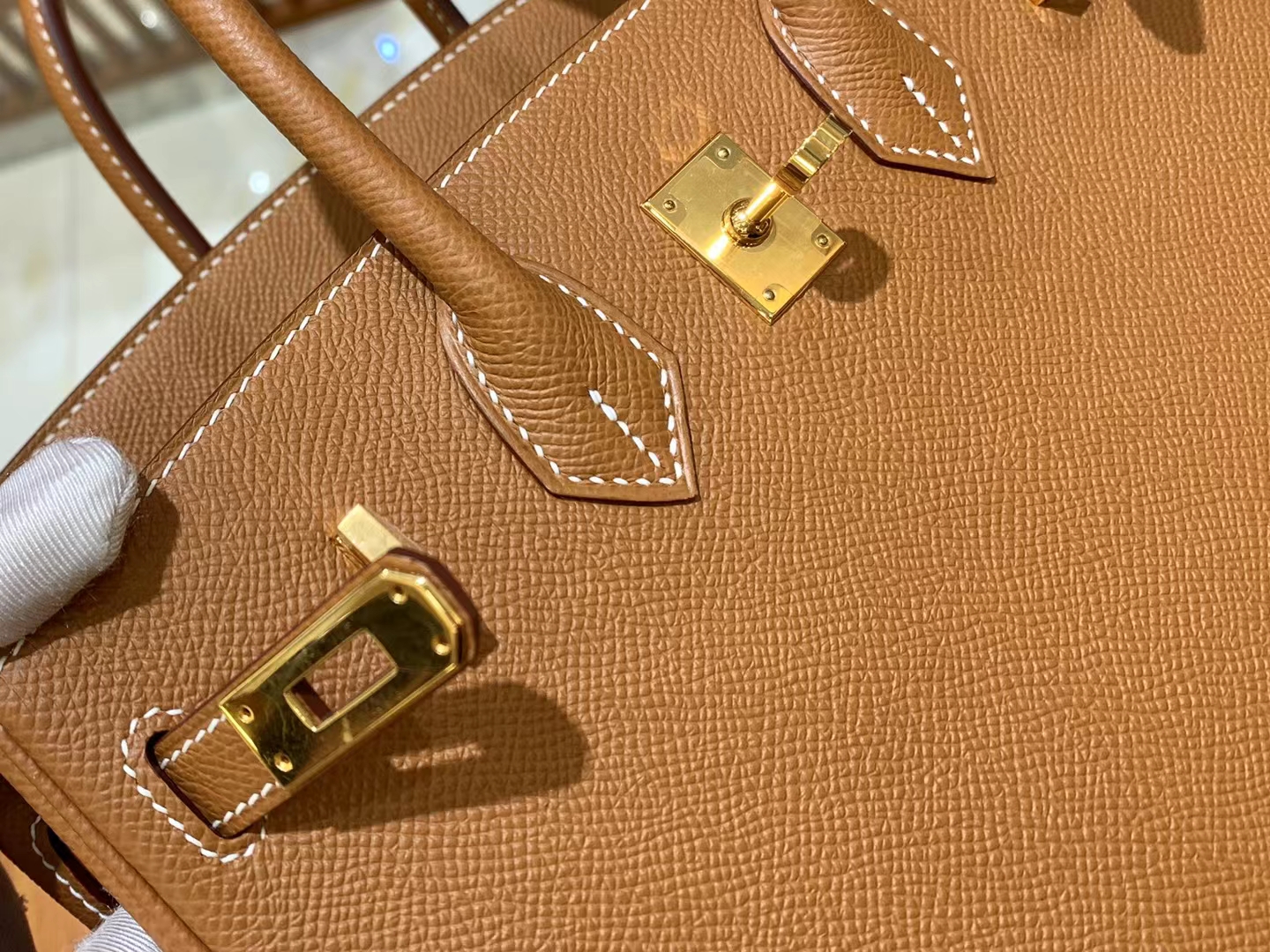 HERMES 爱马仕 Birkin 25CM Epsom CK37 金棕色 进口蜜蜡线 全手工制作